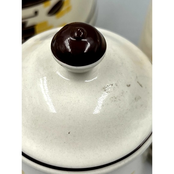 Vintage Ceramic MCM Set of 4 Canisters. Cream Brown and Yellow - Picture 9 of 14